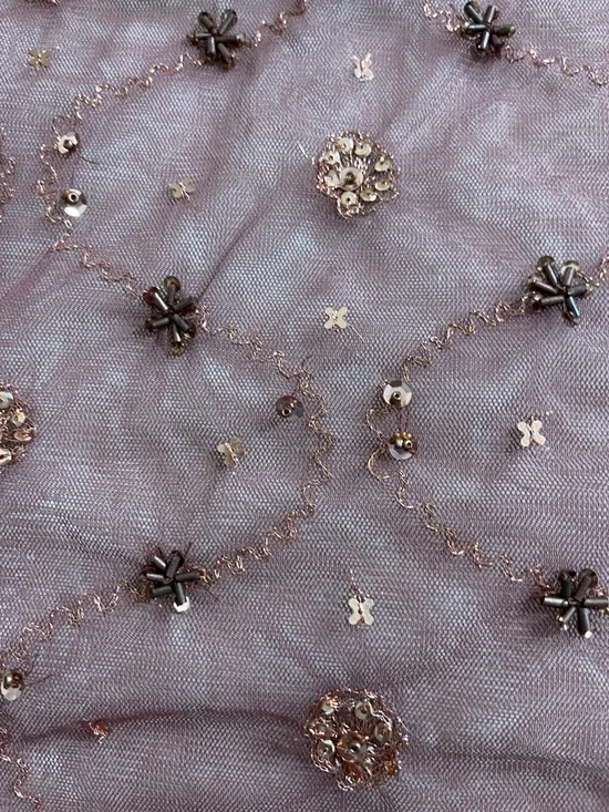 Embroidered Sheer Burnt Mauve Crop Top - Picture 4 of 6